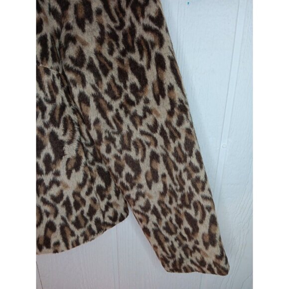 NWT Chicos Sz 1 Fierce Faux Fur Ekimma Jacket Leopard Brown Tan Rocky Mt Taupe - Picture 2 of 10